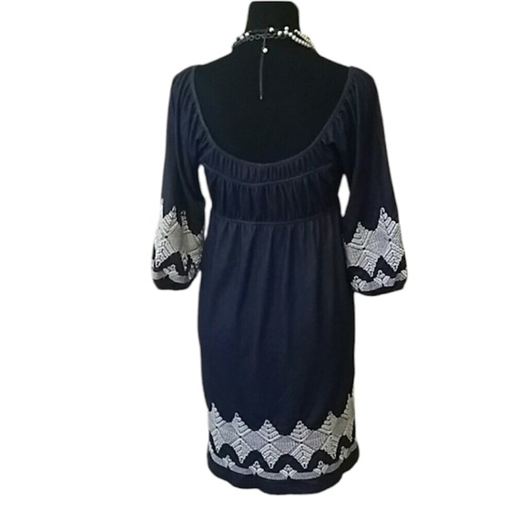 Uncle Frank/Anthropologie Blue Embroidered Peasant Dress NWOT Sz S MSRP: $150 - Picture 2 of 11